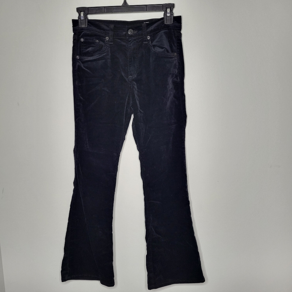 Rag and Bone Size 25 Flare Black Velvet Jeans 10" Rise
